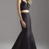 Madison James - 18-637 Two Piece Crop Top Mikado Mermaid Gown 2 Madison James - 18-637 Two Piece Crop Top Mikado Mermaid Gown