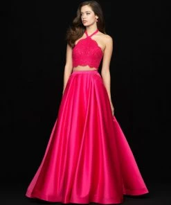 Formal Gowns Madison James - 18-672 Two Piece Halter A-line Dress