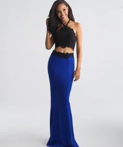 Formal Gowns Madison James - 18-673 Lace Two Piece Sheath Dress