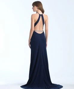 Madison James - 18-677 Sleeveless Halter Sheath Dress