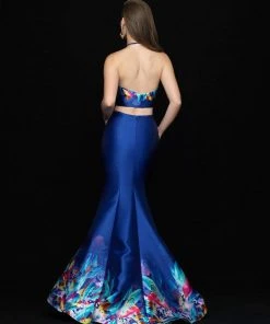 Madison James - 18-691 Halter Neck Two-Piece Mikado Mermaid Gown