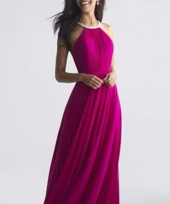 Formal Gowns Madison James - 18-724 Halter Style Drape Chiffon A Line Dress