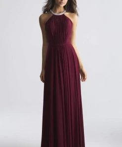 Formal Gowns Madison James - 18-724 Halter Style Drape Chiffon A Line Dress