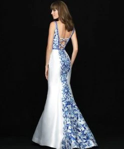 Formal Gowns Madison James - 18-727 Deep V-neck Floral Print Mermaid Gown 7 Formal Gowns Madison James - 18-727 Deep V-neck Floral Print Mermaid Gown