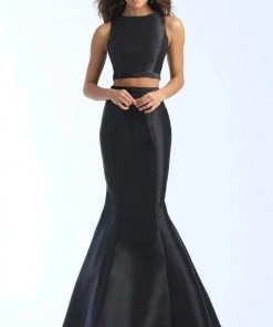 Formal Gowns Madison James - 18-731 Two-Piece Bow Accented Mikado Mermaid Gown