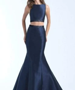 Formal Gowns Madison James - 18-731 Two-Piece Bow Accented Mikado Mermaid Gown