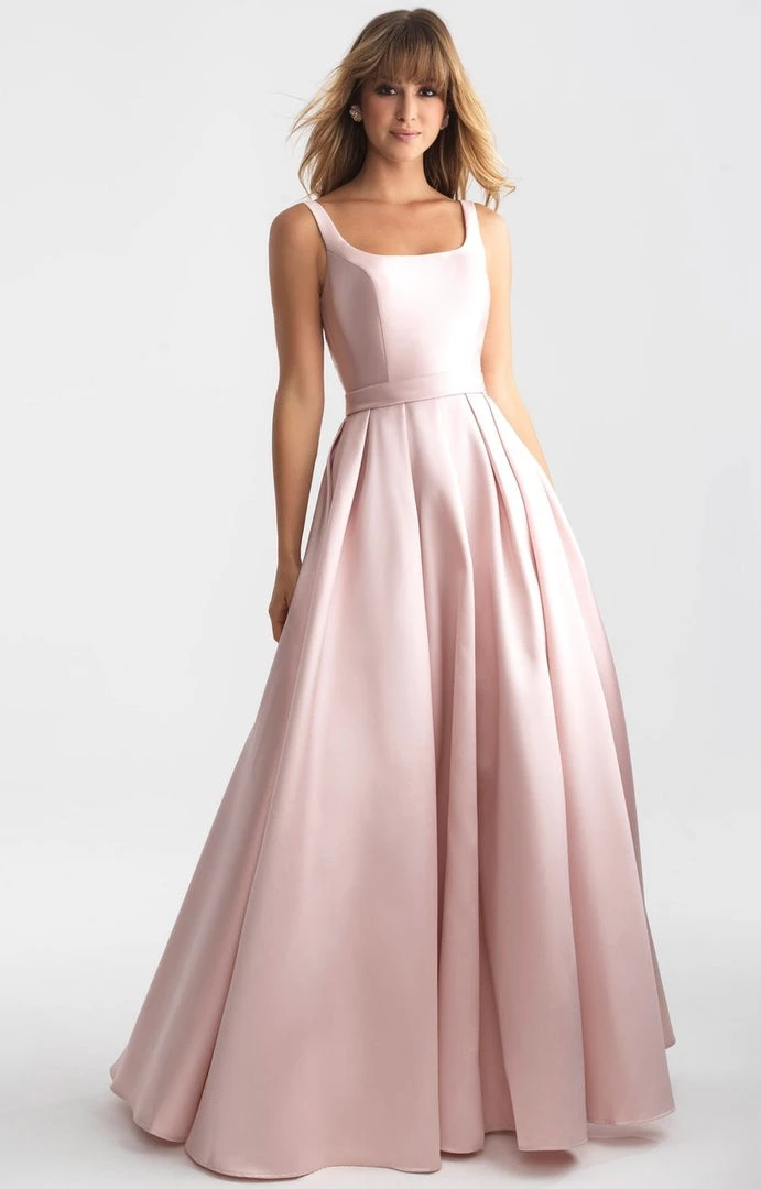 Madison James - 18-735 Ribbon Accented Plunging Back Lustrous Ballgown Formal Gowns 3 Madison James - 18-735 Ribbon Accented Plunging Back Lustrous Ballgown Formal Gowns