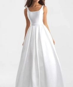 Madison James - 18-735 Ribbon Accented Plunging Back Lustrous Ballgown Formal Gowns 11 Madison James - 18-735 Ribbon Accented Plunging Back Lustrous Ballgown Formal Gowns