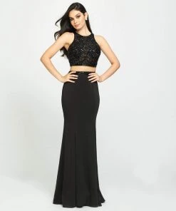 Madison James - 19-106 Beaded Illusion Bodice Two-Piece Gown Formal Gowns