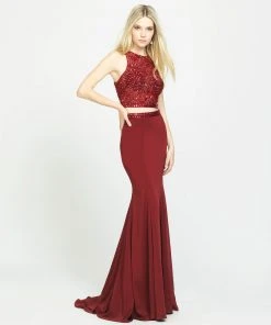Madison James - 19-106 Beaded Illusion Bodice Two-Piece Gown Formal Gowns