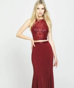 Madison James - 19-106 Beaded Illusion Bodice Two-Piece Gown Formal Gowns