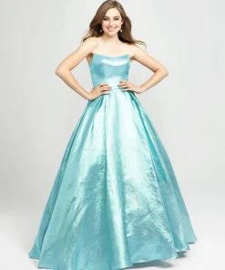 Madison James - 19-111 Strapless Glitter Mikado Ballgown