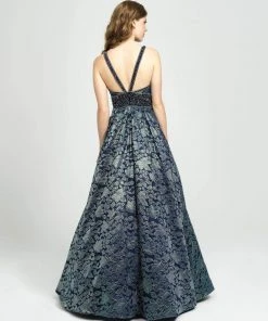 Madison James - 19-114 Iridescent Laser Cut Lace A-line Dress 10 Madison James - 19-114 Iridescent Laser Cut Lace A-line Dress