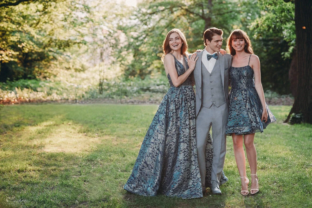 Madison James - 19-114 Iridescent Laser Cut Lace A-line Dress 9 Madison James - 19-114 Iridescent Laser Cut Lace A-line Dress