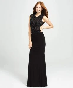 Madison James - 19-121 Sheer Embroidered Jewel Evening Gown Formal Gowns