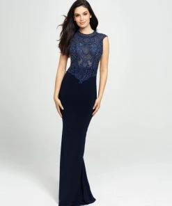 Madison James - 19-121 Sheer Embroidered Jewel Evening Gown Formal Gowns