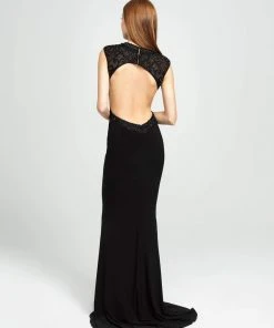 Madison James - 19-121 Sheer Embroidered Jewel Evening Gown Formal Gowns