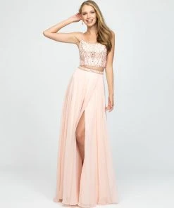 Madison James - 19-129 Beaded Bodice Chiffon A-Line Gown