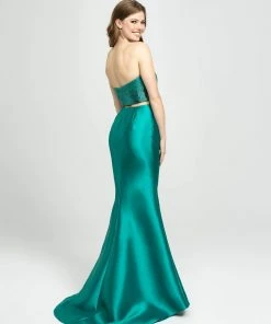 Madison James - 19-130 Strapless Beaded Bodice Mikado Gown