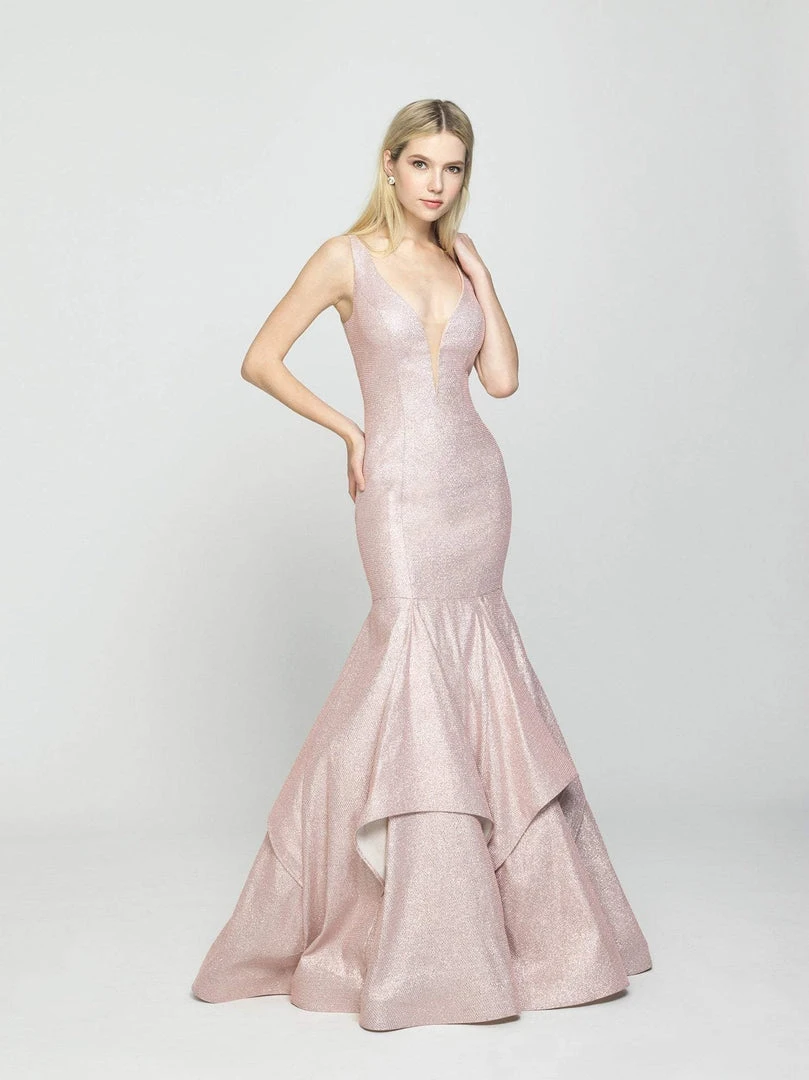 Formal Gowns Madison James - 19-132 Sparkle Net Deep V-neck Mermaid Dress 5 Formal Gowns Madison James - 19-132 Sparkle Net Deep V-neck Mermaid Dress