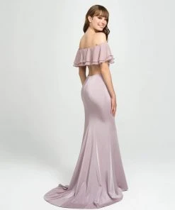 Madison James - 19-137 Ruffled Off-Shoulder Gown With Slit Formal Gowns 12 Madison James - 19-137 Ruffled Off-Shoulder Gown With Slit Formal Gowns