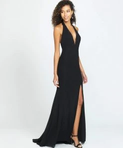 Formal Gowns Madison James - 19-140 Plunging Halter Open Back Dress