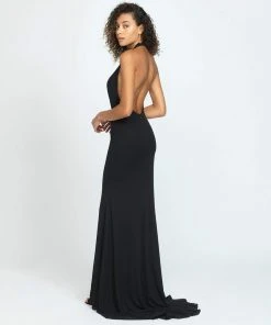 Formal Gowns Madison James - 19-140 Plunging Halter Open Back Dress