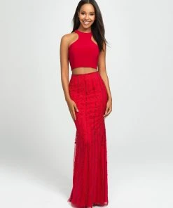 Formal Gowns Madison James - 19-141 Two Piece Halter Sheath Dress