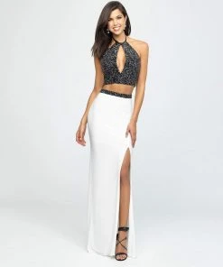 Formal Gowns Madison James - 19-143 Two Piece Halter Open Back Gown