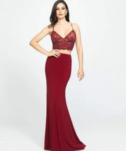 Madison James - 19-151 Two Piece Lace Jersey Trumpet Dress