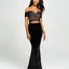 Madison James - 19-157 Embroidered Off Shoulder Velvet Gown Formal Gowns 2 Madison James - 19-157 Embroidered Off Shoulder Velvet Gown Formal Gowns