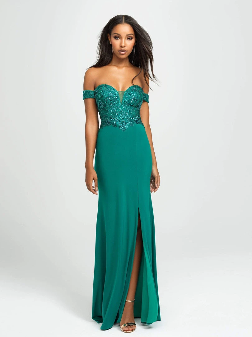 Madison James - 19-162 Beaded Off-Shoulder Gown With Slit 4 Madison James - 19-162 Beaded Off-Shoulder Gown With Slit