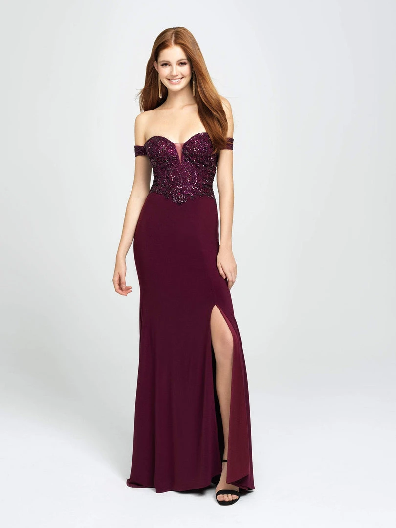 Madison James - 19-162 Beaded Off-Shoulder Gown With Slit 6 Madison James - 19-162 Beaded Off-Shoulder Gown With Slit