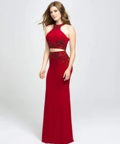 Madison James - 19-165 Beaded Two Piece Sheath Evening Gown Formal Gowns