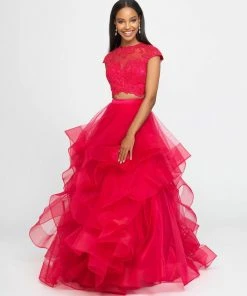 Madison James - 19-169 Two Piece Embroidered Ruffled Gown Formal Gowns