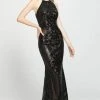 Madison James - 19-173 Sequined Halter Trumpet Dress Formal Gowns 2 Madison James - 19-173 Sequined Halter Trumpet Dress Formal Gowns