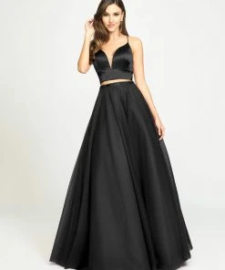 Madison James - 19-181 Two-Piece Plunging Sweetheart Tulle Gown Formal Gowns