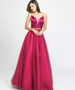 Madison James - 19-181 Two-Piece Plunging Sweetheart Tulle Gown Formal Gowns