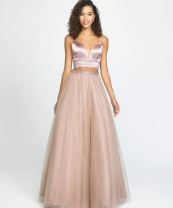 Madison James - 19-181 Two-Piece Plunging Sweetheart Tulle Gown Formal Gowns