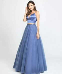 Madison James - 19-181 Two-Piece Plunging Sweetheart Tulle Gown Formal Gowns