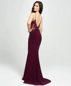 Formal Gowns Madison James - 19-182 Intricate Floral Beaded Illusion Midriff Gown