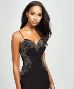 Formal Gowns Madison James - 19-182 Intricate Floral Beaded Illusion Midriff Gown