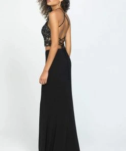 Madison James - 19-189 Beaded Lace Two Piece Jersey Sheath Dress