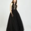 Madison James - 19-190 Embroidered Halter Tulle Ballgown Formal Gowns