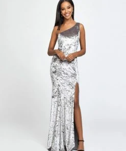 Formal Gowns Madison James - 19-192 One Shoulder Velvet Trumpet Dress