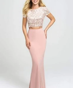 Madison James - 19-207 Two Piece Sequined Jersey Trumpet Dress Formal Gowns 6 Madison James - 19-207 Two Piece Sequined Jersey Trumpet Dress Formal Gowns