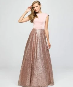 Madison James - 19-250M Satin Jewel Glitter Tulle A-line Dress Formal Gowns