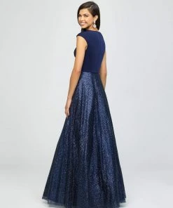 Madison James - 19-250M Satin Jewel Glitter Tulle A-line Dress Formal Gowns