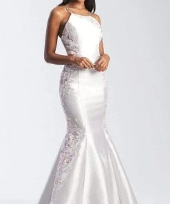 Formal Gowns Madison James - 20-301 Floral Applique Halter Mermaid Dress