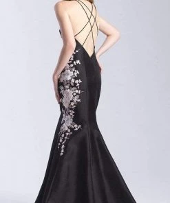 Formal Gowns Madison James - 20-301 Floral Applique Halter Mermaid Dress